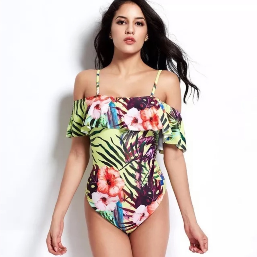 Yellow floral Monokini swimsuits